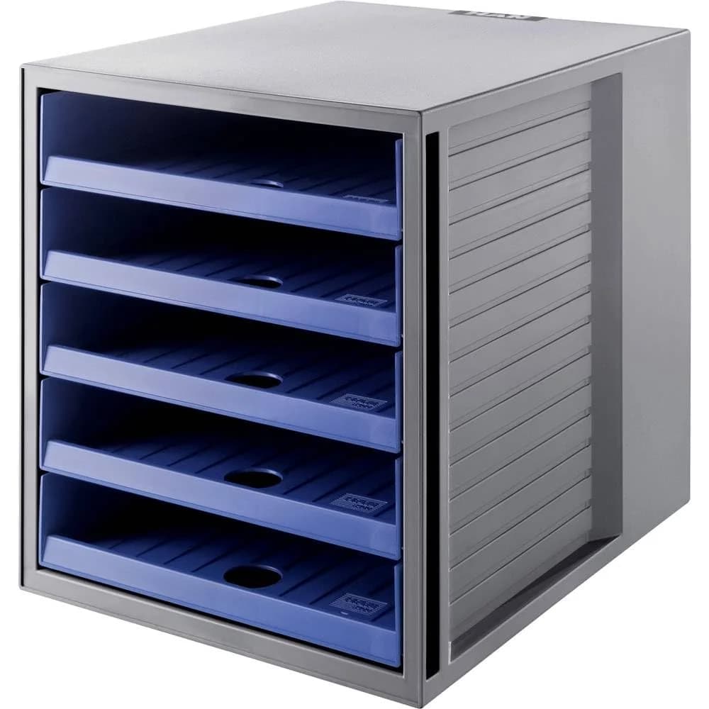 HAN Schubladenbox SCHRANK-SET KARMA, DIN A4, 5 offene Schubladen, grau/öko-blau