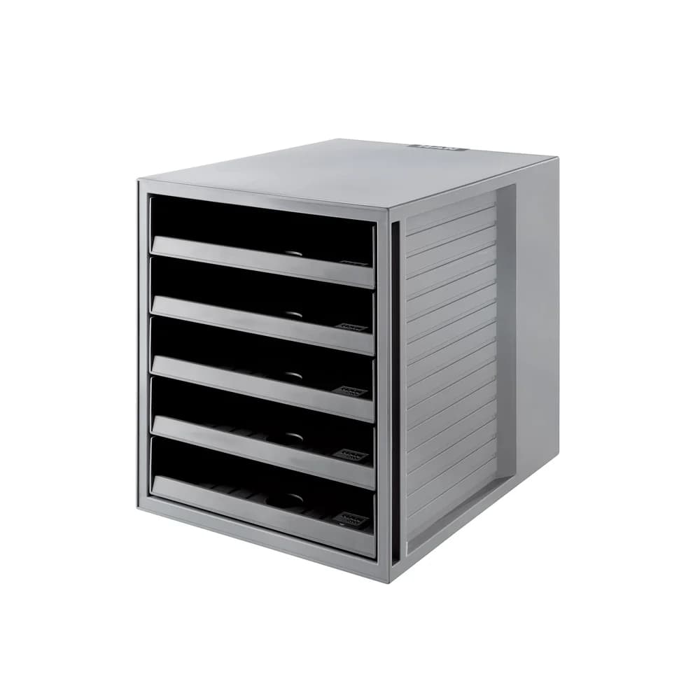 HAN Schubladenbox Schubladenbox SCHRANK-SET KARMA - A4/C4, 5 offene Schubladen, öko-grau
