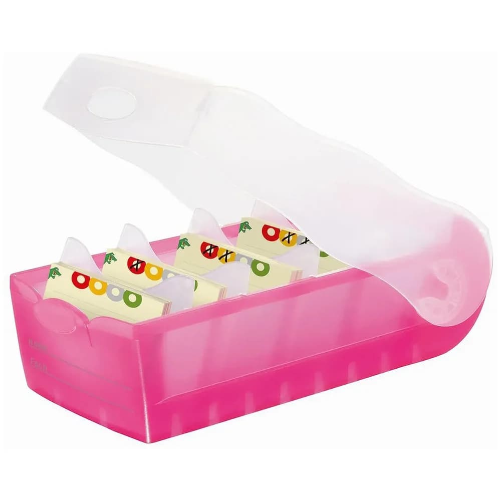 HAN Karteikasten Karteibox CROCO - A8 quer, für 500 Karten, pink-transluzent