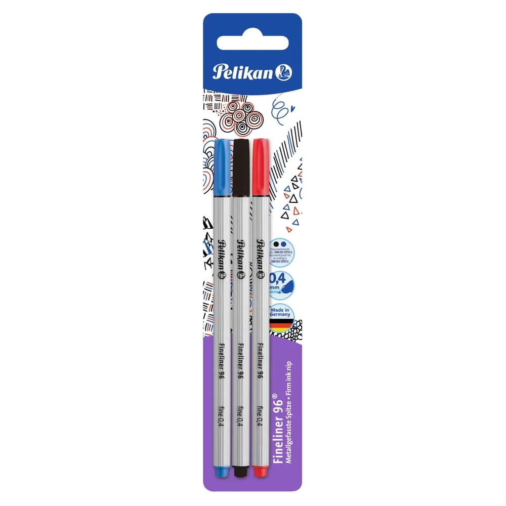 Pelikan 96 Fineliner Fein Schwarz, Blau, Rot 3 Stück(e)