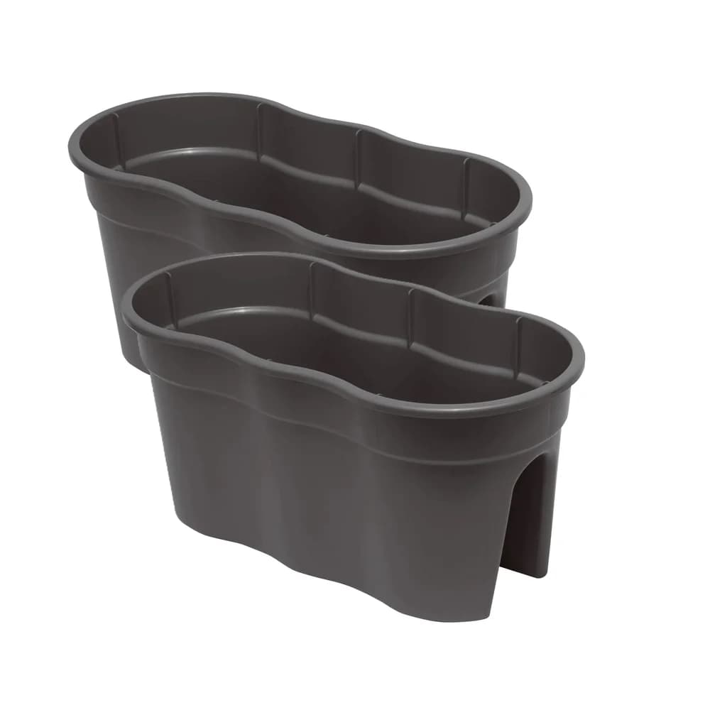 KHW Balkonkasten »Flowerclip XL«, 2er Set (Anthrazit)