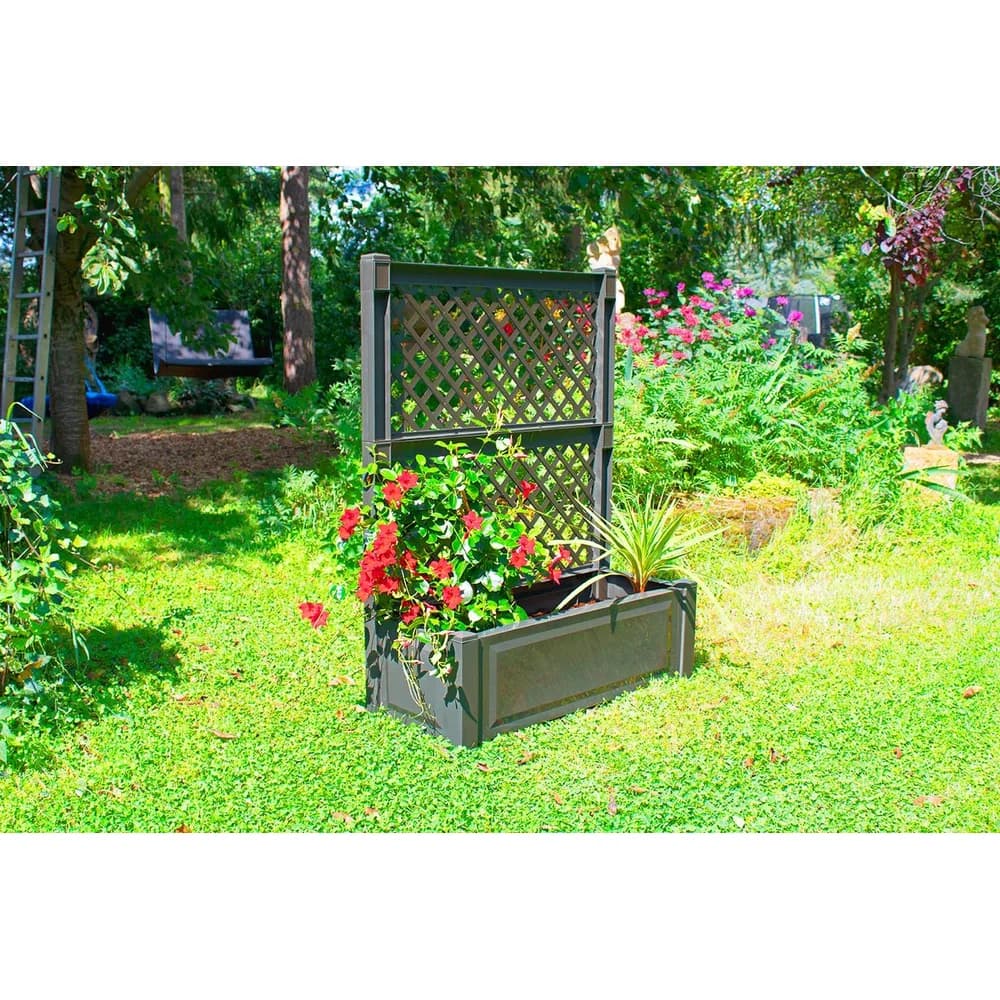 KHW Pflanzkasten groß mit Spalier 100 cm (Anthrazit)