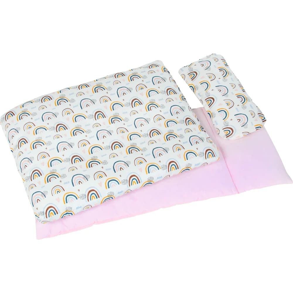 Gollnest & Kiesel Puppen Accessoires-Set Goki 51518 - Puppenbettzeug Regenbogen, 3-teilig, Textil