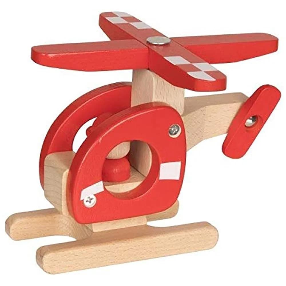goki Spielzeug-Hubschrauber Helikopter, (packung, 1-tlg., set), Rotorblatt am Hubschrauber zum Drehen beige|rot
