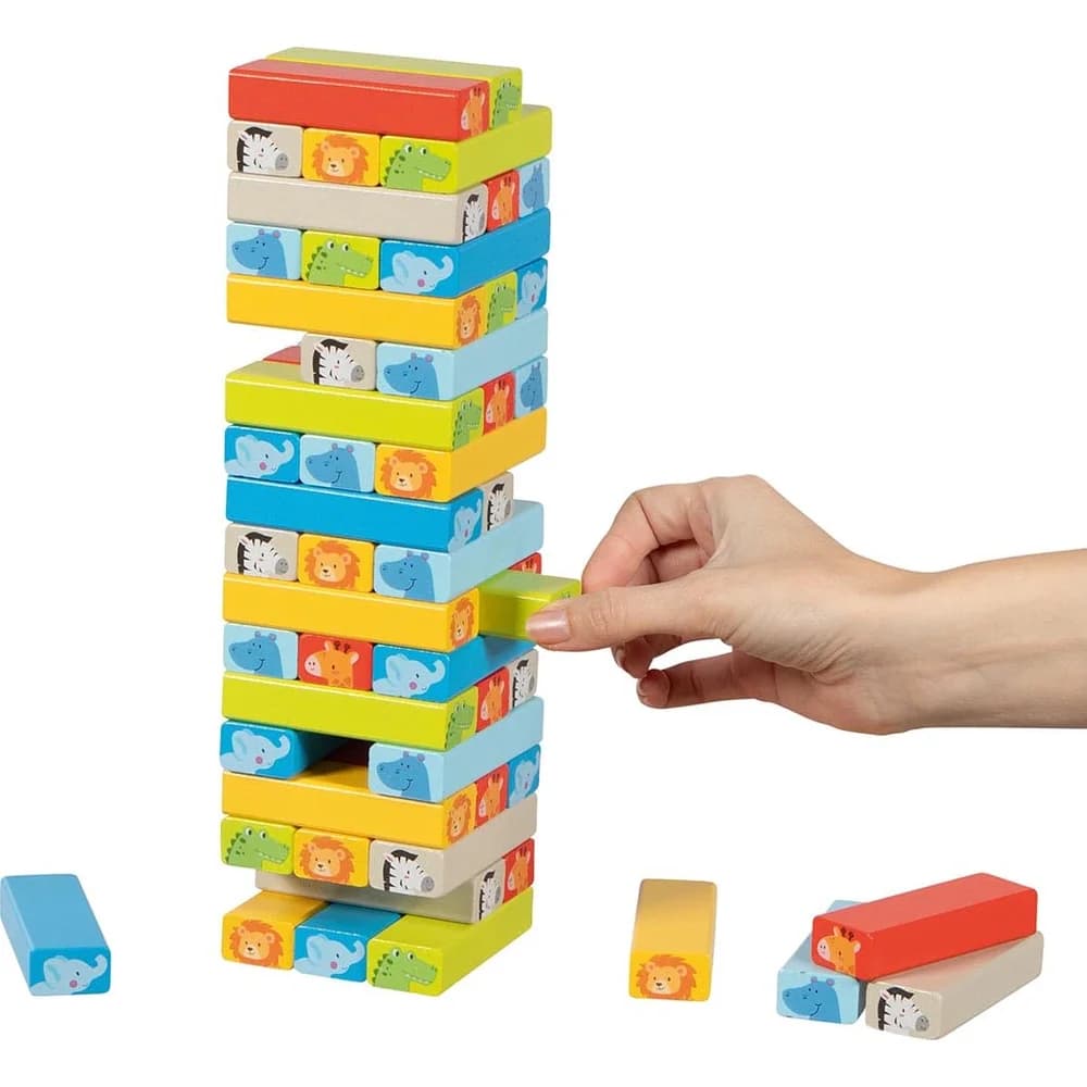 Goki Geschicklichkeitsspiel Wackelturm mit Tiermotiven