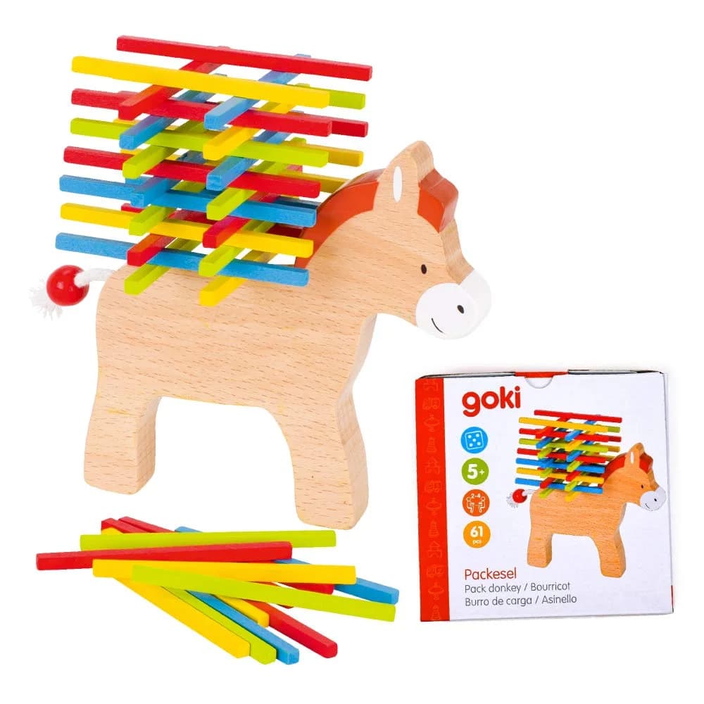 Gollnest & Kiesel Spiel Goki 56950 - Stapelspiel Packesel, 61-teilig, Holz