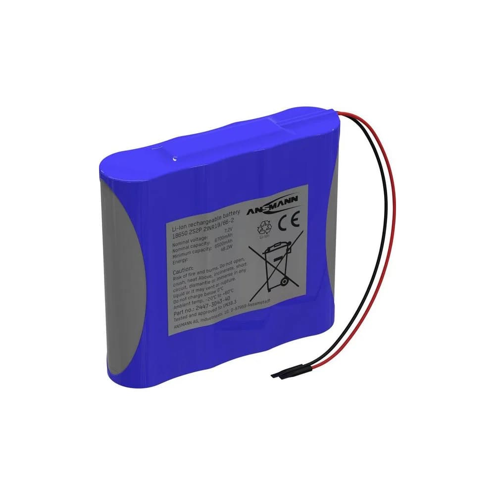 Ansmann 2S2P Akkupack 4x 18650 Kabel Li-Ion 7.2 V 6700 mAh (2447-3043-40)