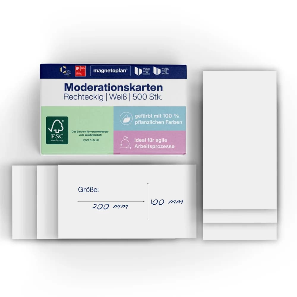 magnetoplan Moderationskarte 111151500 200x100mm weiß 500 Stück