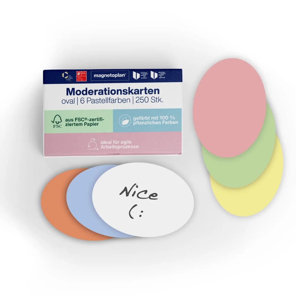 magnetoplan Moderationskarte 112501910 oval 192x111mm so. 250 Stück