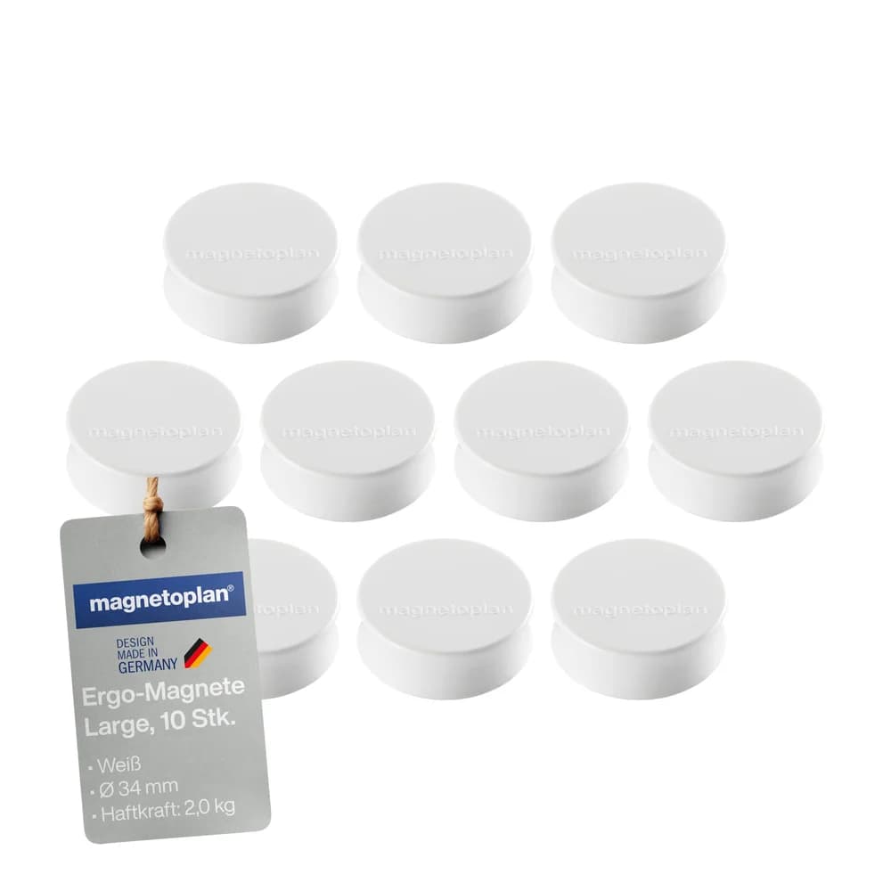 magnetoplan® Anzeigetafel Ergo große Magnete weiß 34mm 10St. (1-St)