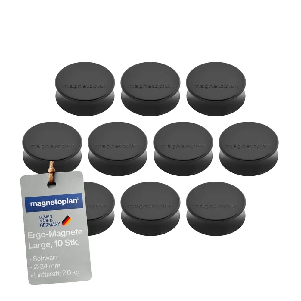 magnetoplan Magnet Ergo Large 1665012 34mm schwarz 10 St./Pack.