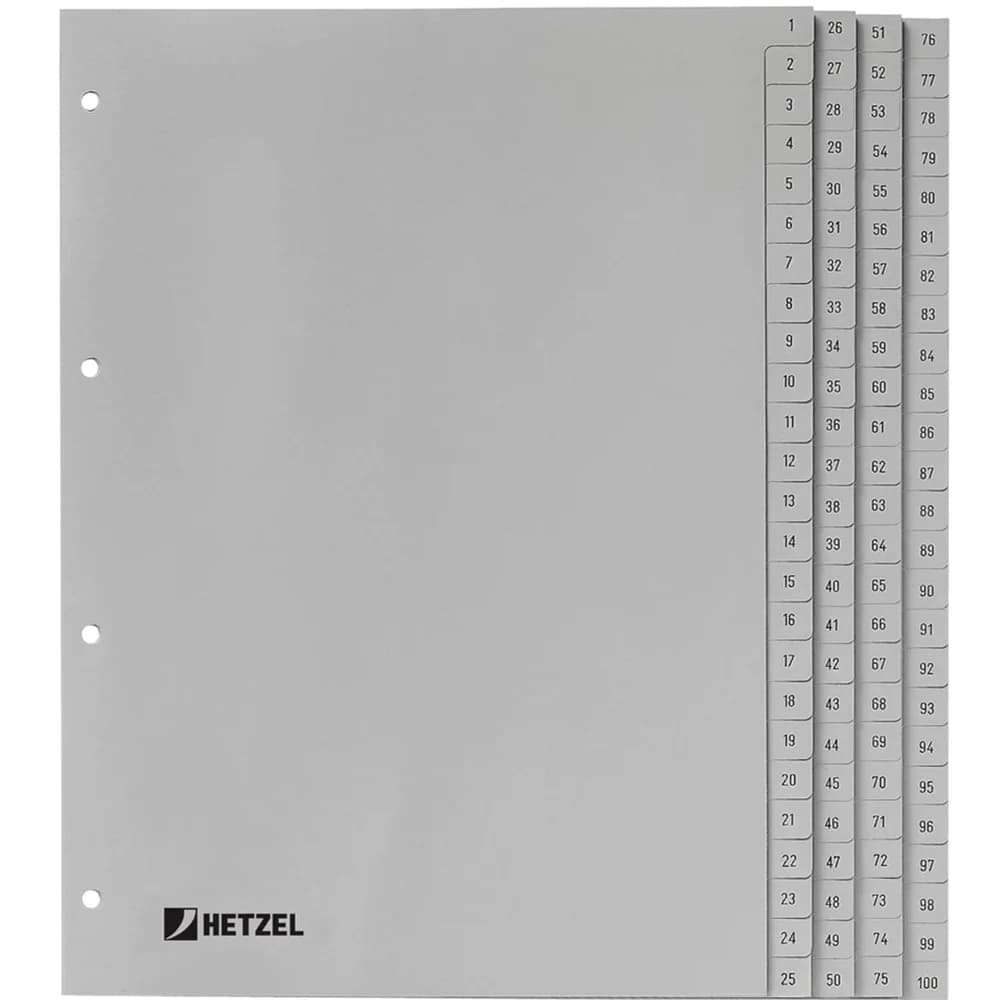 HETZEL Aktenordner Register A4 PP 1-100 grau grau