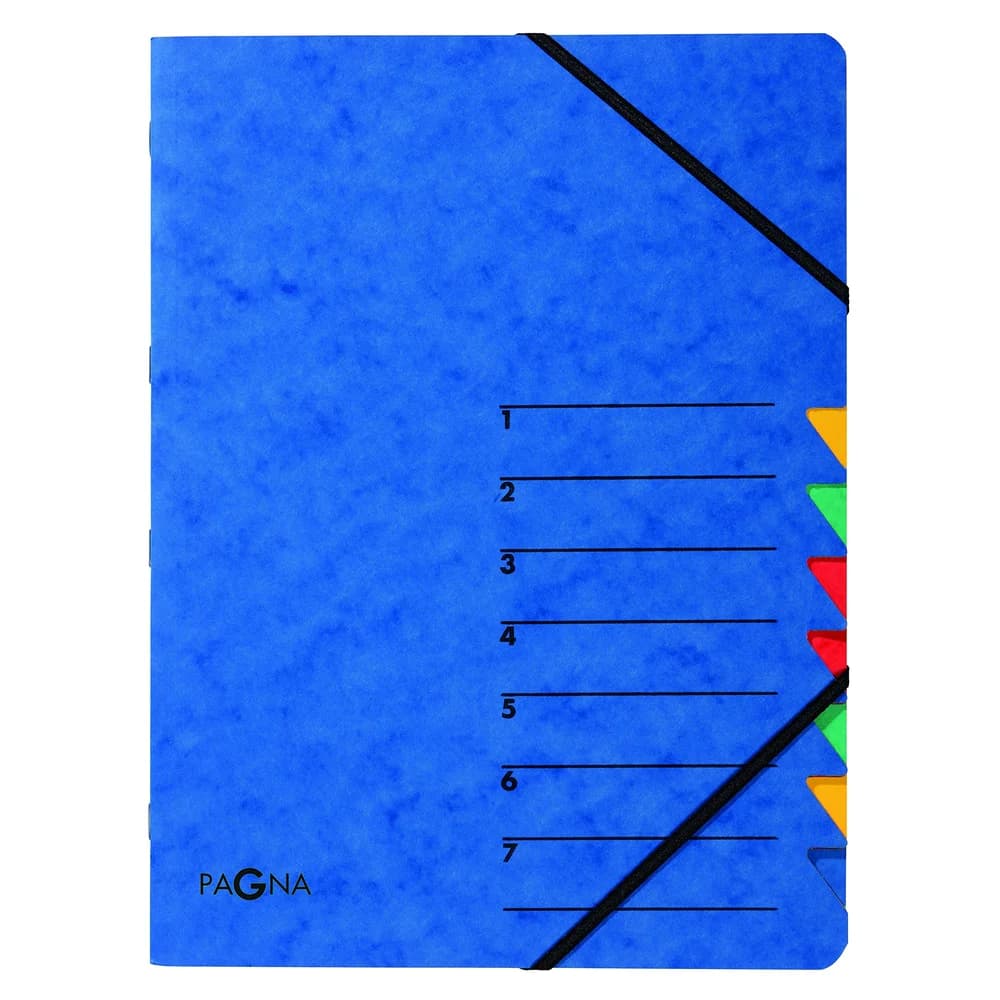 PAGNA Organisationsmappe Standard, Ordnungsmappe mit 7 Fächern, A4 blau