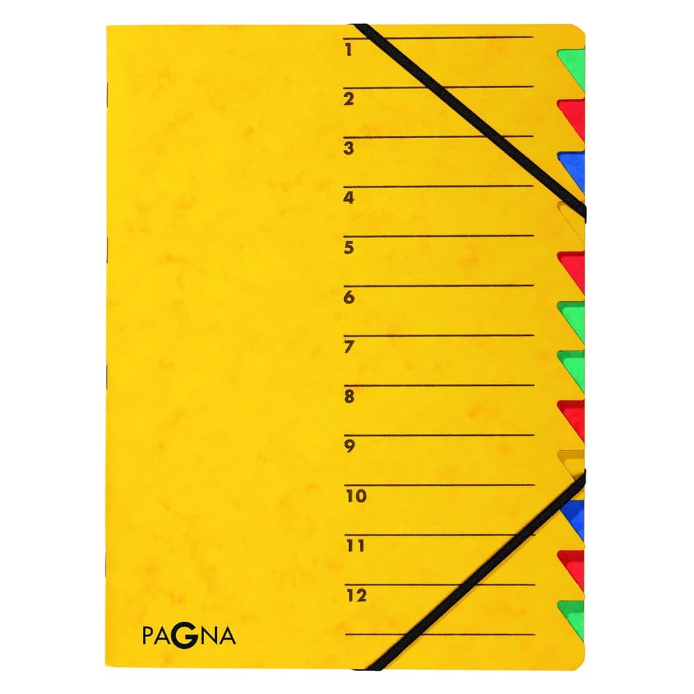 PAGNA Organisationsmappe Standard, Ordnungsmappe mit 12 Fächern, A4 gelb
