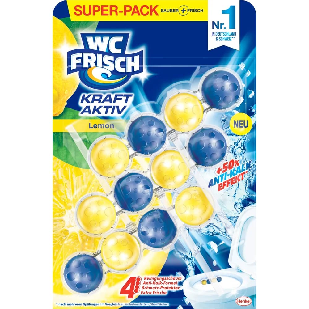 WC Frisch WC Reiniger Kraft-Aktiv Lemon W3C1 , 1 Packung = 3 Stück à 50 g