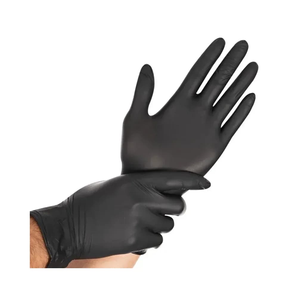 HYGOSTAR Nitrilhandschuhe puderfrei 100 Stück Safe Light Schwarz M 24 cm