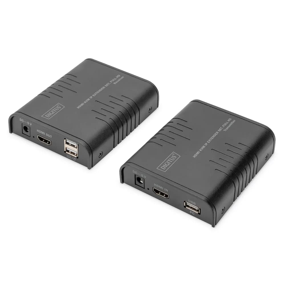 DIGITUS IP KVM Extender Set, 120 m Punkt-zu-Multipunkt, 1080p/60Hz