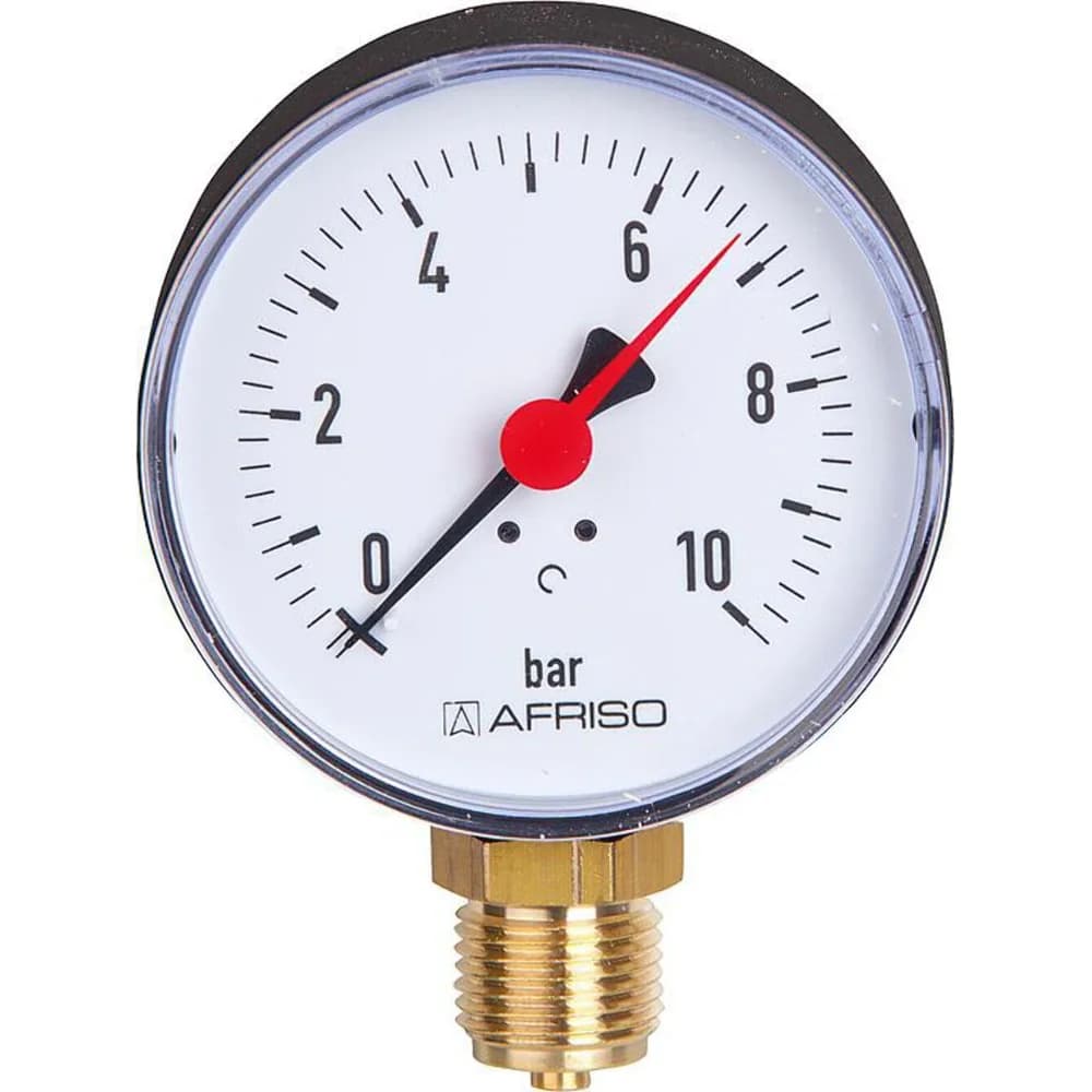 AFRISO Rohrfedermanometer RF 80 0/10bar G1/2B rad Kl.2,5