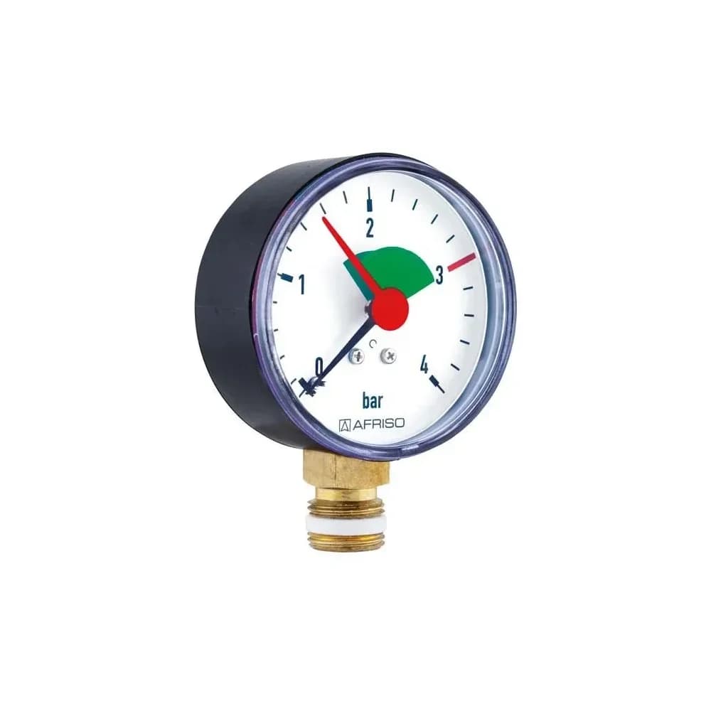 AFRISO Heizungsmanometer HZ 63 0/4bar G3/8B m.PTFE rad Kl.2,5
