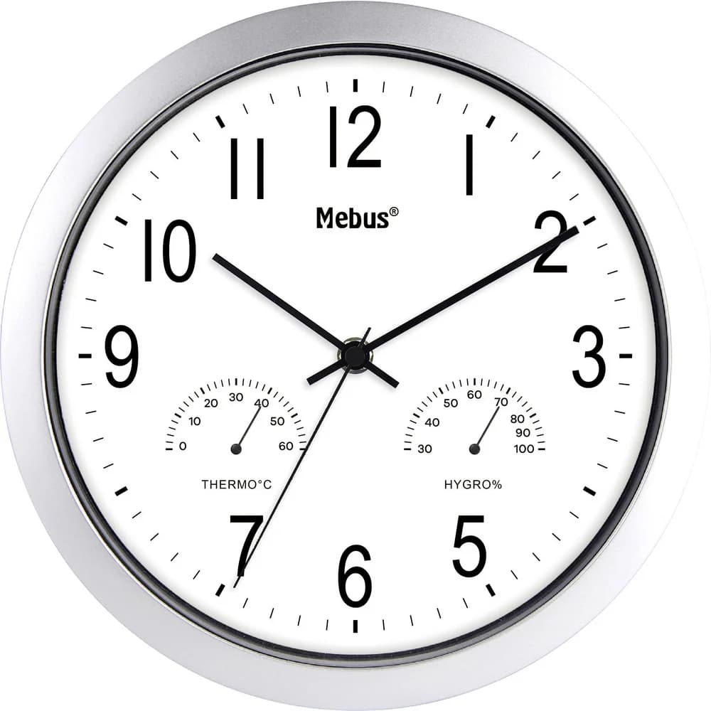 Mebus Wanduhr Mebus 06992 Quarz Wanduhr 25.5 cm Silber