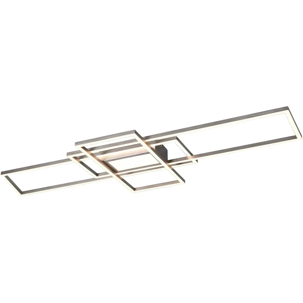 TRIO Leuchten LED-Deckenleuchte IRVINE, Nickel - 105 x 42 cm - Metall - dimmbar