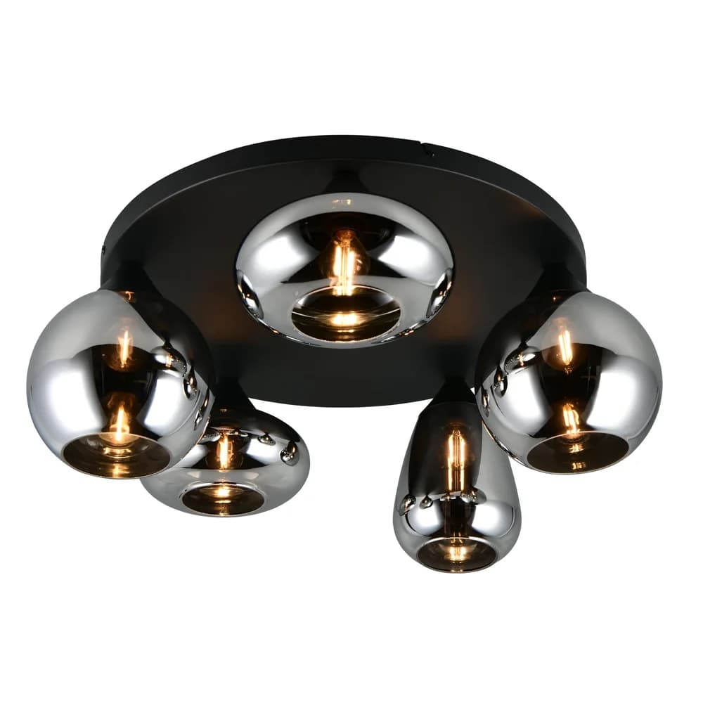Trio Leuchten Deckenleuchte Lumina 617030532, Metall Schwarz matt, Glas Chrom be - Braun