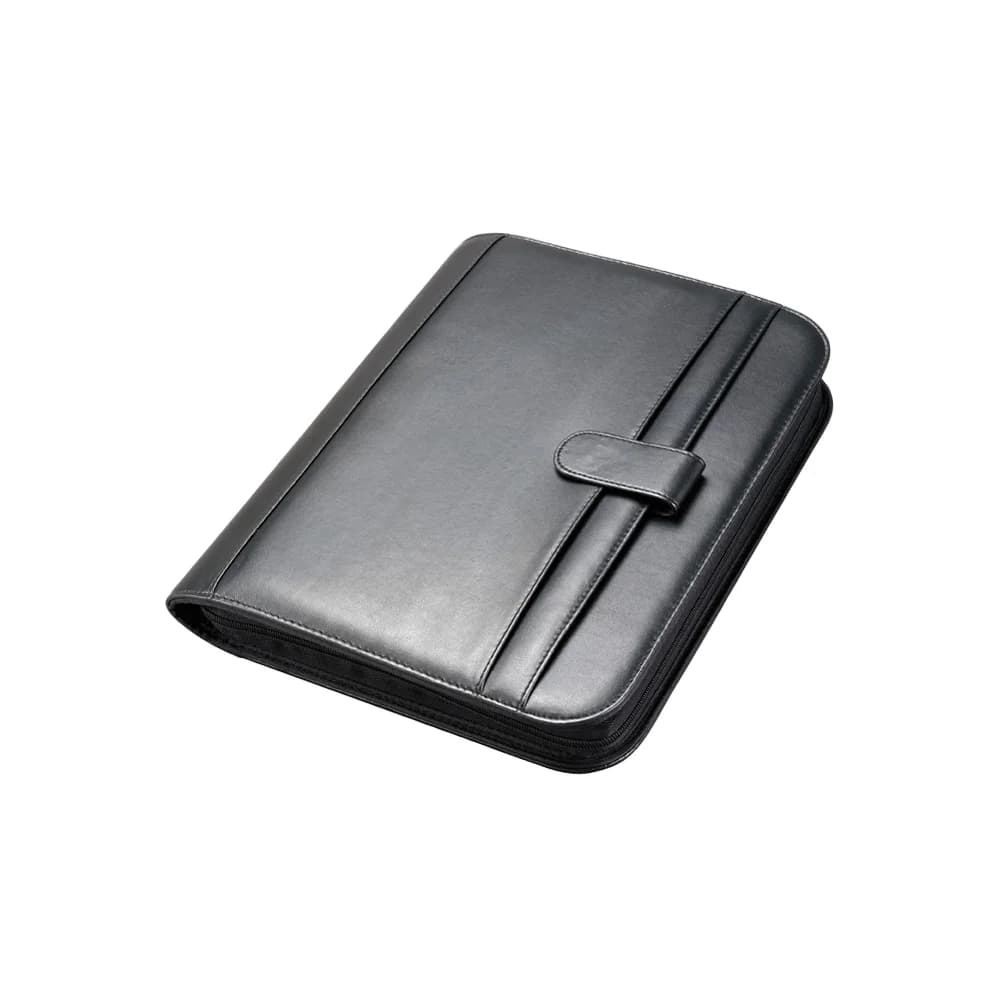 Alassio® Schreibmappe Ringbuchmappe Riccione A4 FineTouch Lederimitat schwarz schwarz