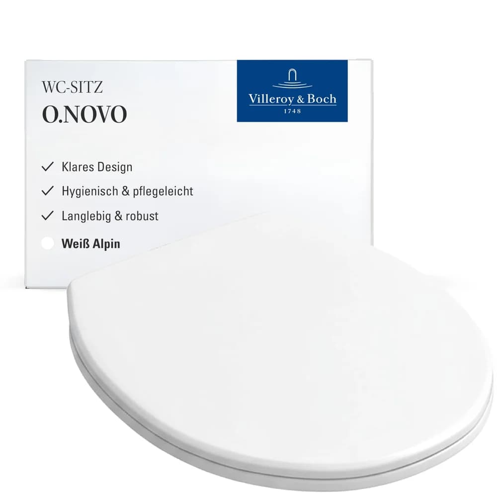 Villeroy & Boch O.Novo WC-Sitz 88246101 weiß alpin, Scharnierwelle verchromt