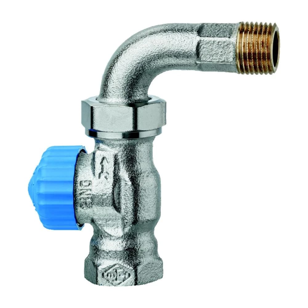 Heimeier Thermostat-Ventilunterteil Durchgang, 1/2", Bogenverschraubung