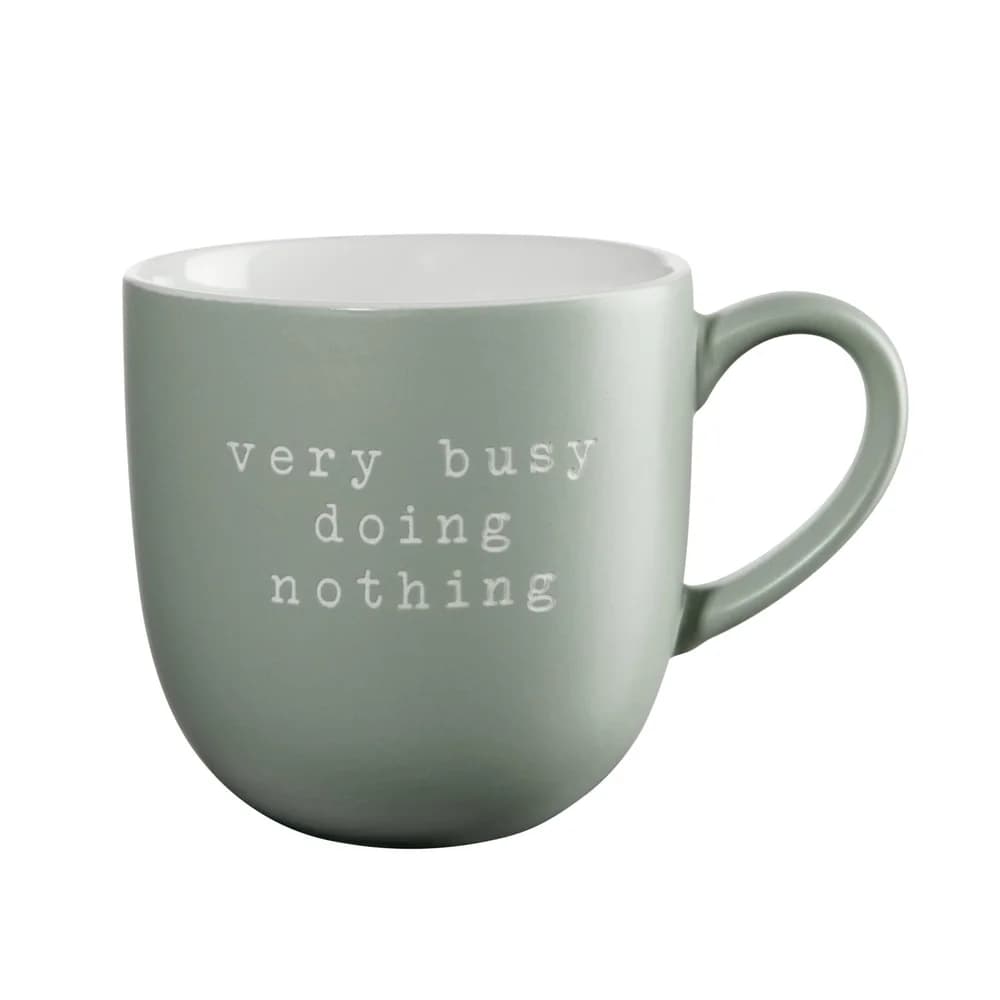 ASA SELECTION Becher Hey! Very busy doing nothing 350 ml, Porzellan grün