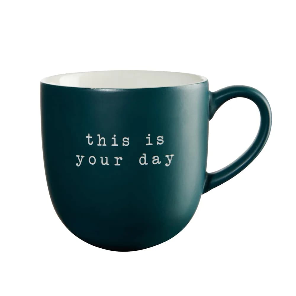 ASA SELECTION Becher Hey! This is your day 350 ml, Porzellan grün