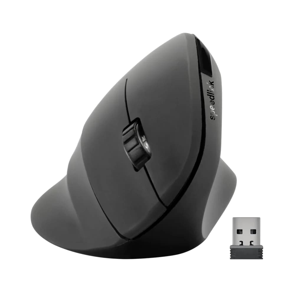 Speedlink PIAVO Ergonomische Vertikale Maus - Kabellos, Gummi-Schwarz