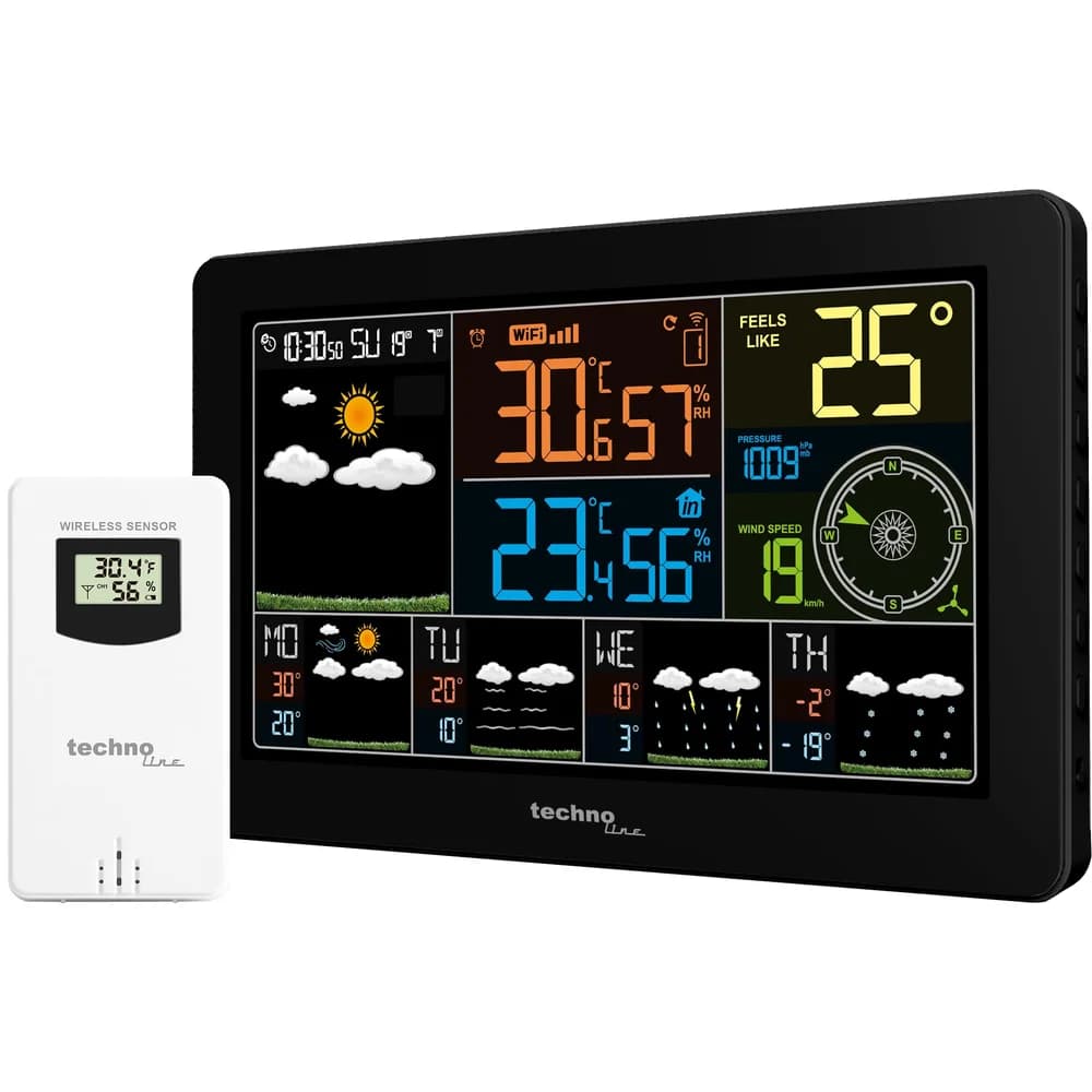 Techno Line WLAN Wetterstation, 4-Tages-Vorhersage, Innen- WD2700 Wetterstation