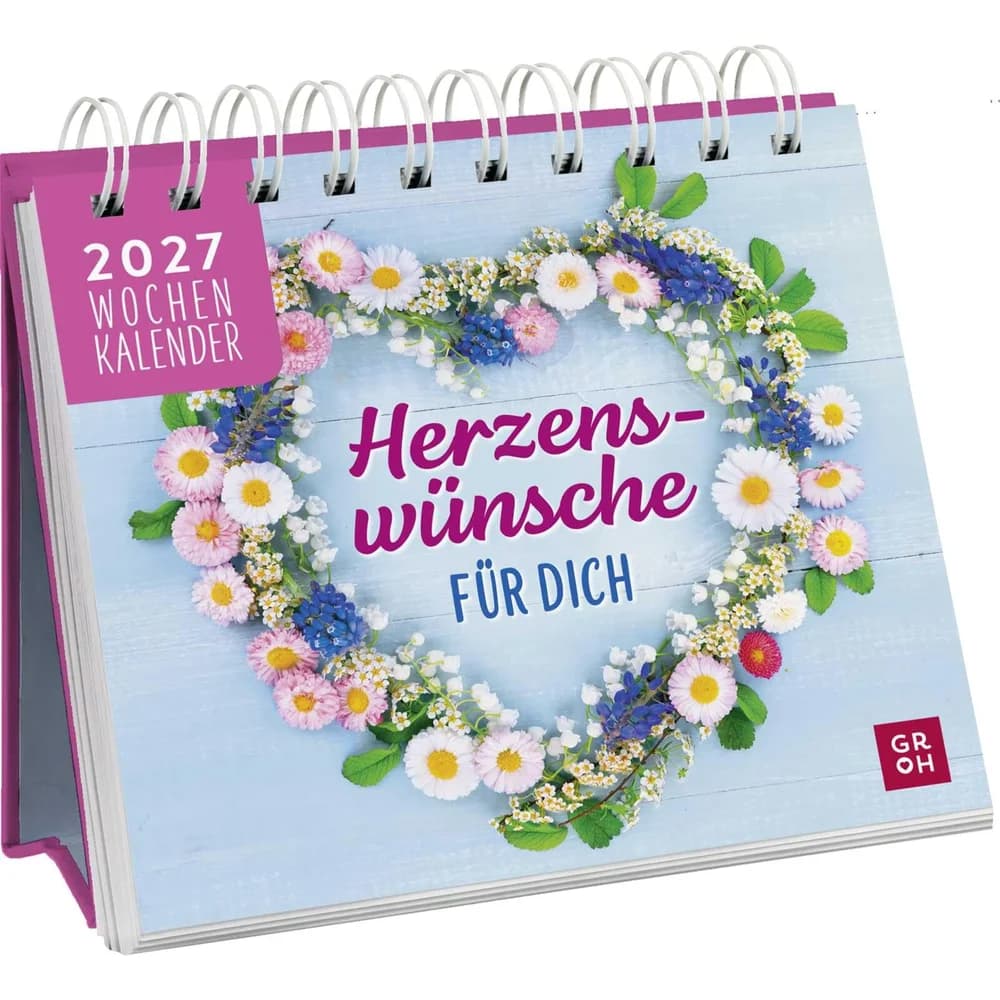 groh Verlag Tischkalender Mini-Wochenkalender 2027: Herzenswünsche für dich