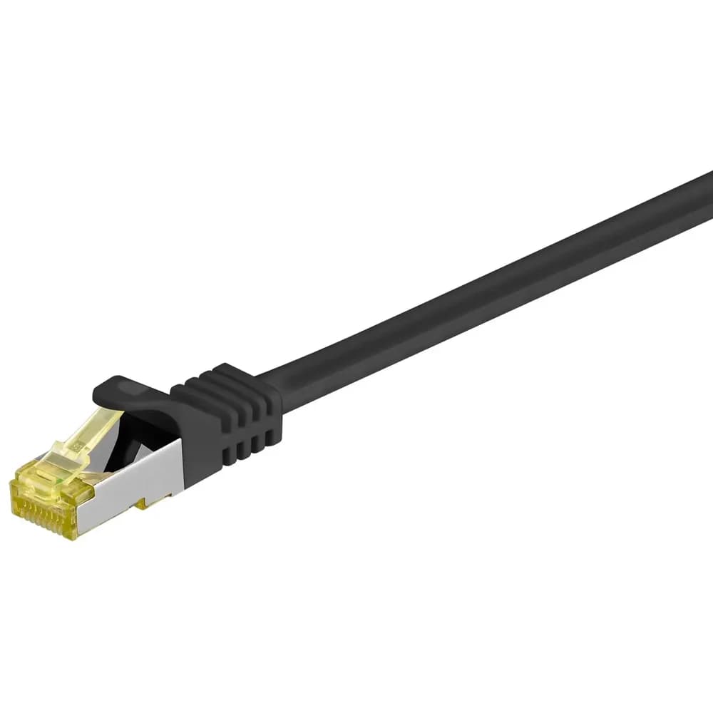 Goobay RJ45 Patchkabel CAT 6A S/FTP (PiMF), 500 MHz mit CAT 7 Rohkabel, Schwarz