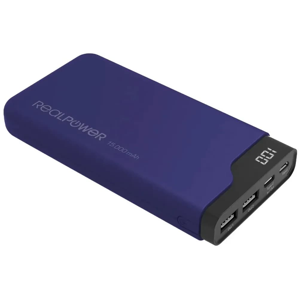 RealPower PB-15000C Navy Blue 15000 mAh Schwarz, Blau