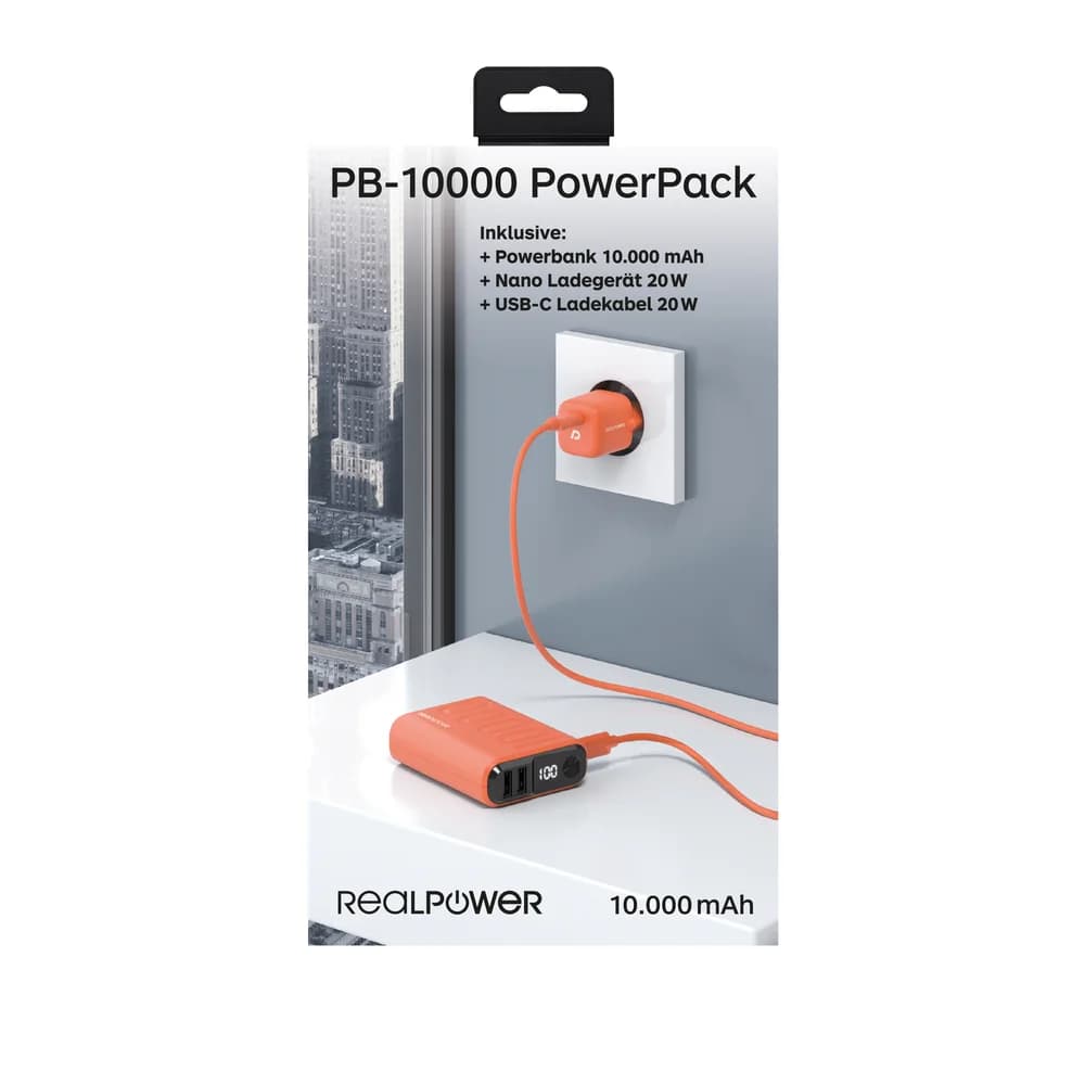 RealPower PB-10000 Lithium Polymer (LiPo) 10000 mAh Orange