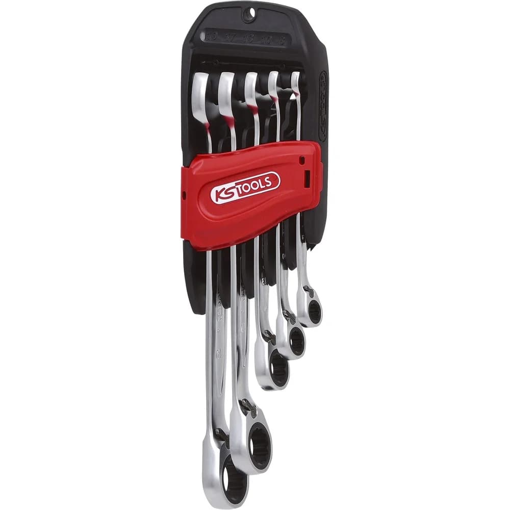 KS Tools Ringschlüssel GEARplus Ratschenringmaulschlüssel-Satz, umschaltbar, 5-tlg 503.4605