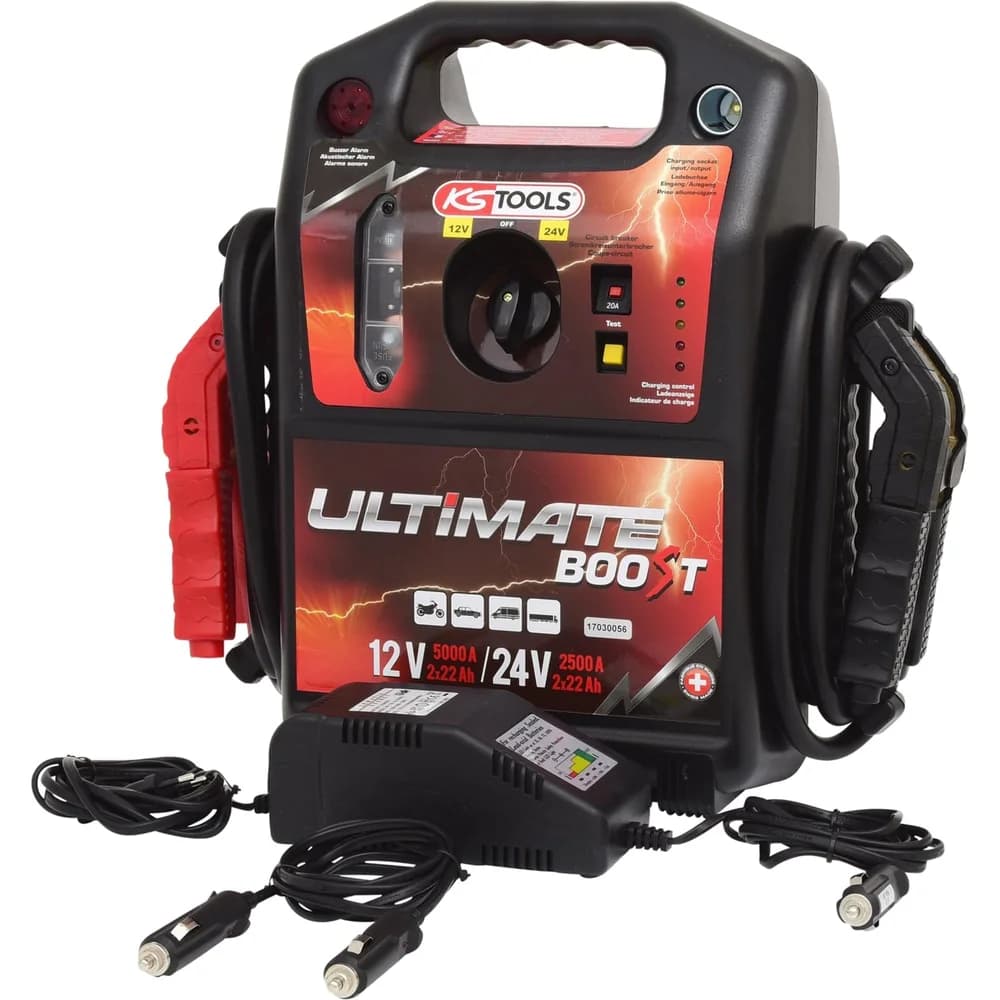 KS Tools 12 V + 24 V Batterie-Booster, mobiles Starthilfegerät 1700 A