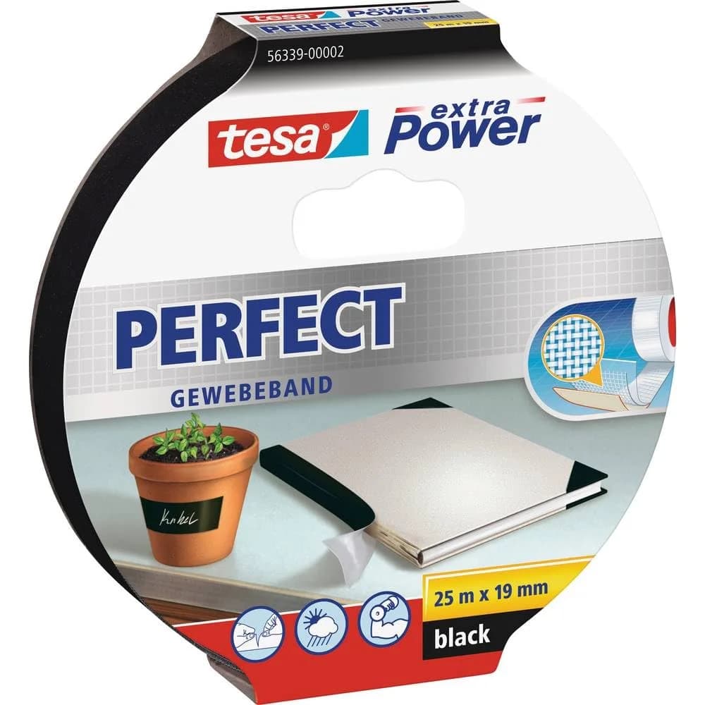 tesa Gewebeband »PERFECT« 19 mm/25 m schwarz