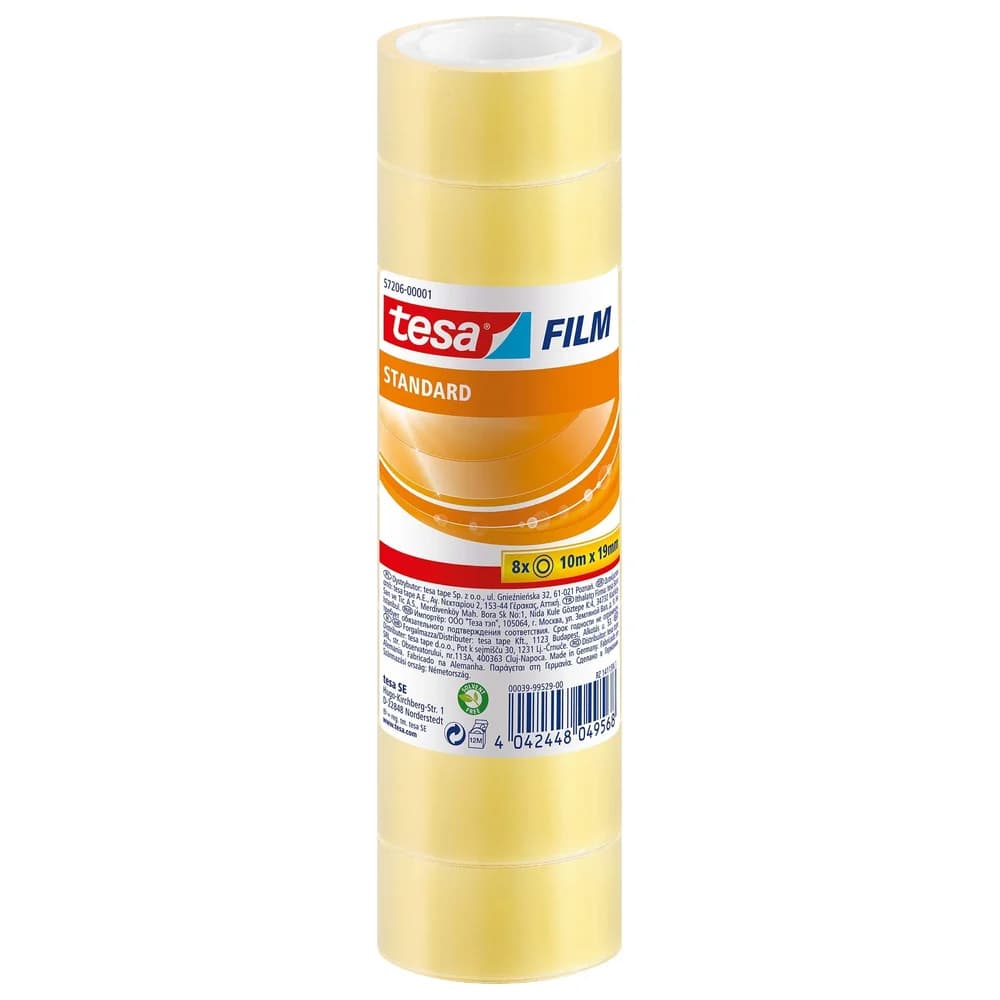 tesa Klebeband Standard 57206 Klebefilm transparent 19mm x 10m - 8 Rollen