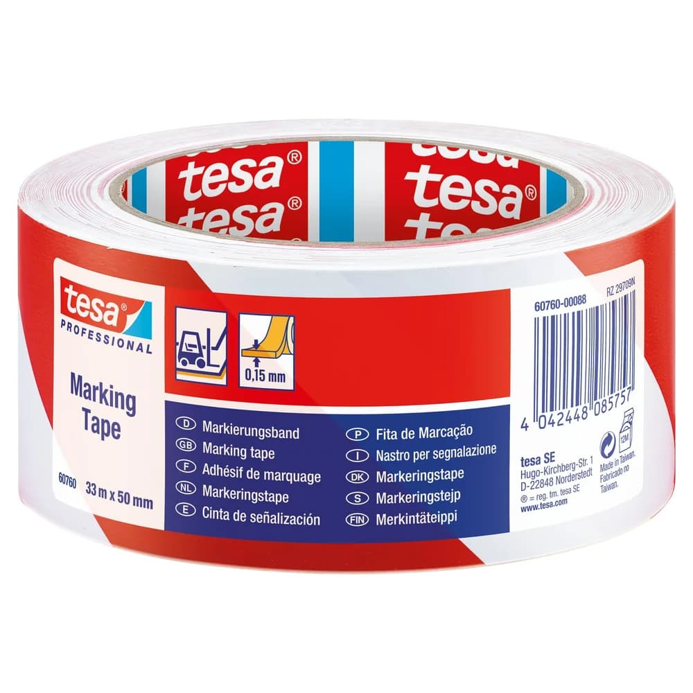 tesa 60760 Warnband rot/ weiß 33mx50mm