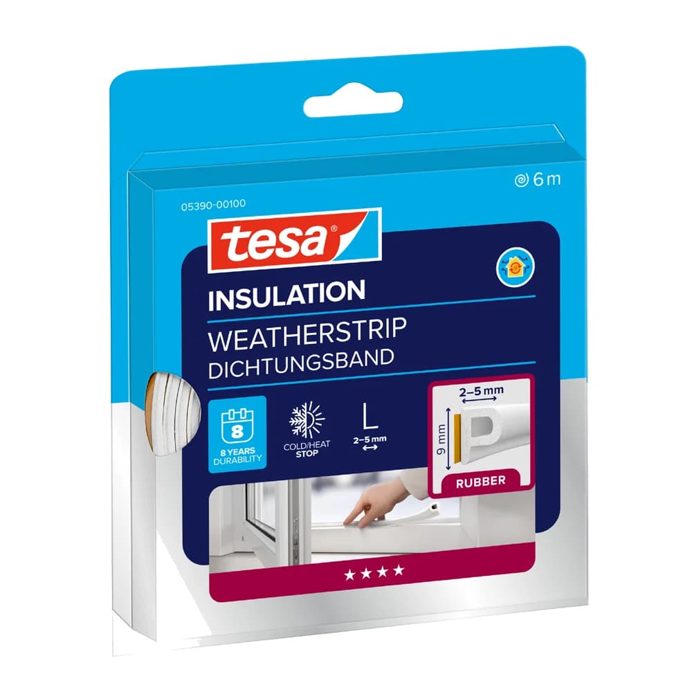 tesamoll® 5390 P-Profile Gummidichtung 6 m × 9 mm weiß