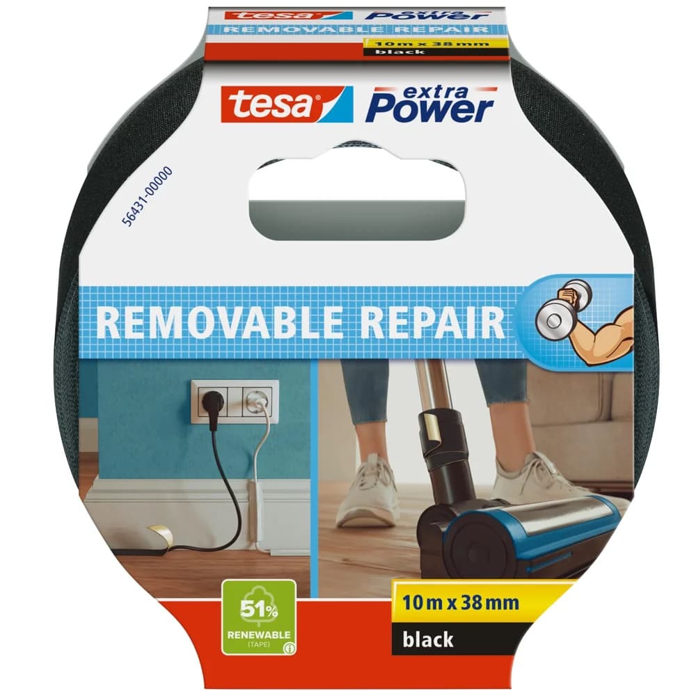 TESA 56431-00 - Gewebeband tesa extra Power® Repair, 10 m x 38 mm, schwarz