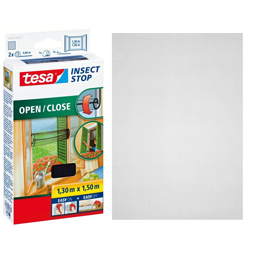 Tesa Fliegengitter open/close 1,3x1,5m schwarz Klettband