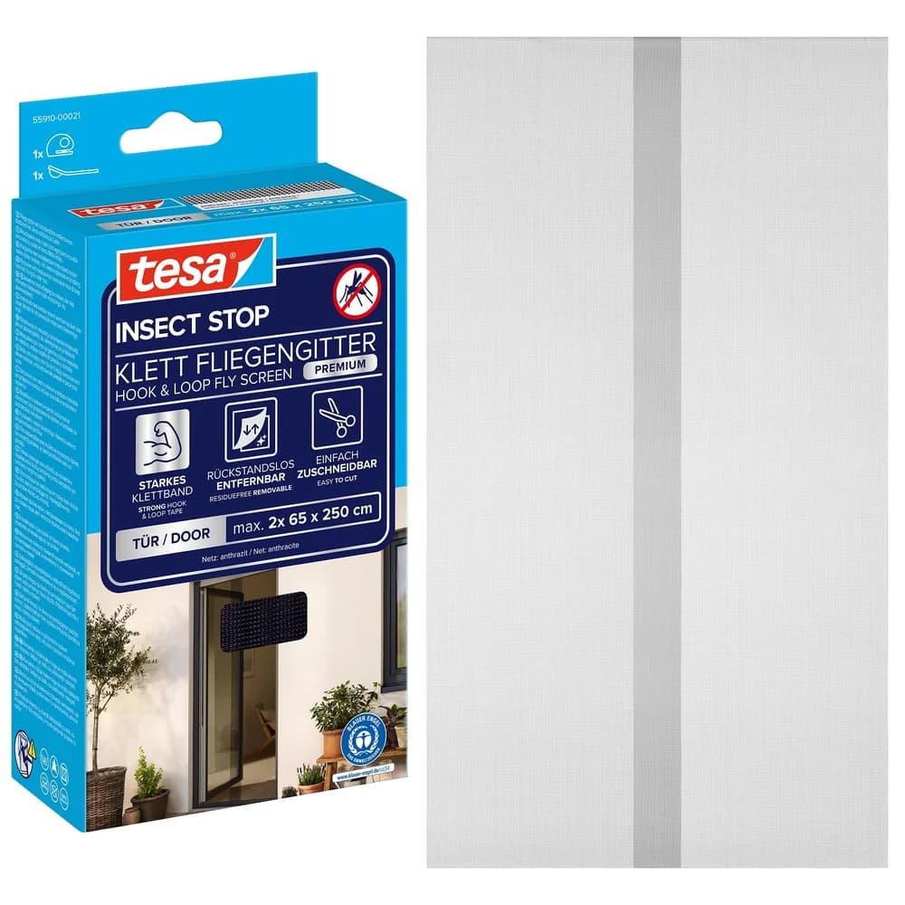 tesa Insektenschutz-Vorhang TESA Tür Moskitonetz schwarz 1,2m x 2,5m COMFORT