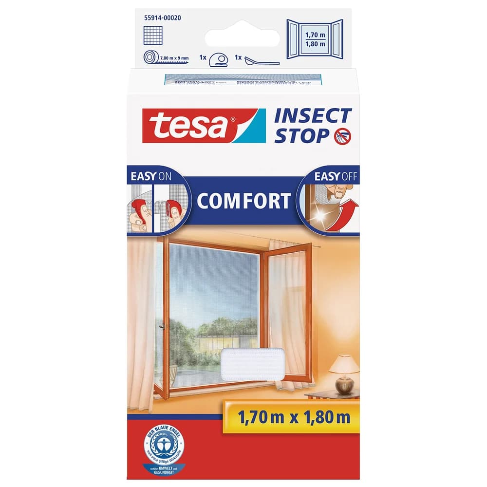 Tesa Fliegengitter Fenster klett 1,7X1,8m weiß 55914