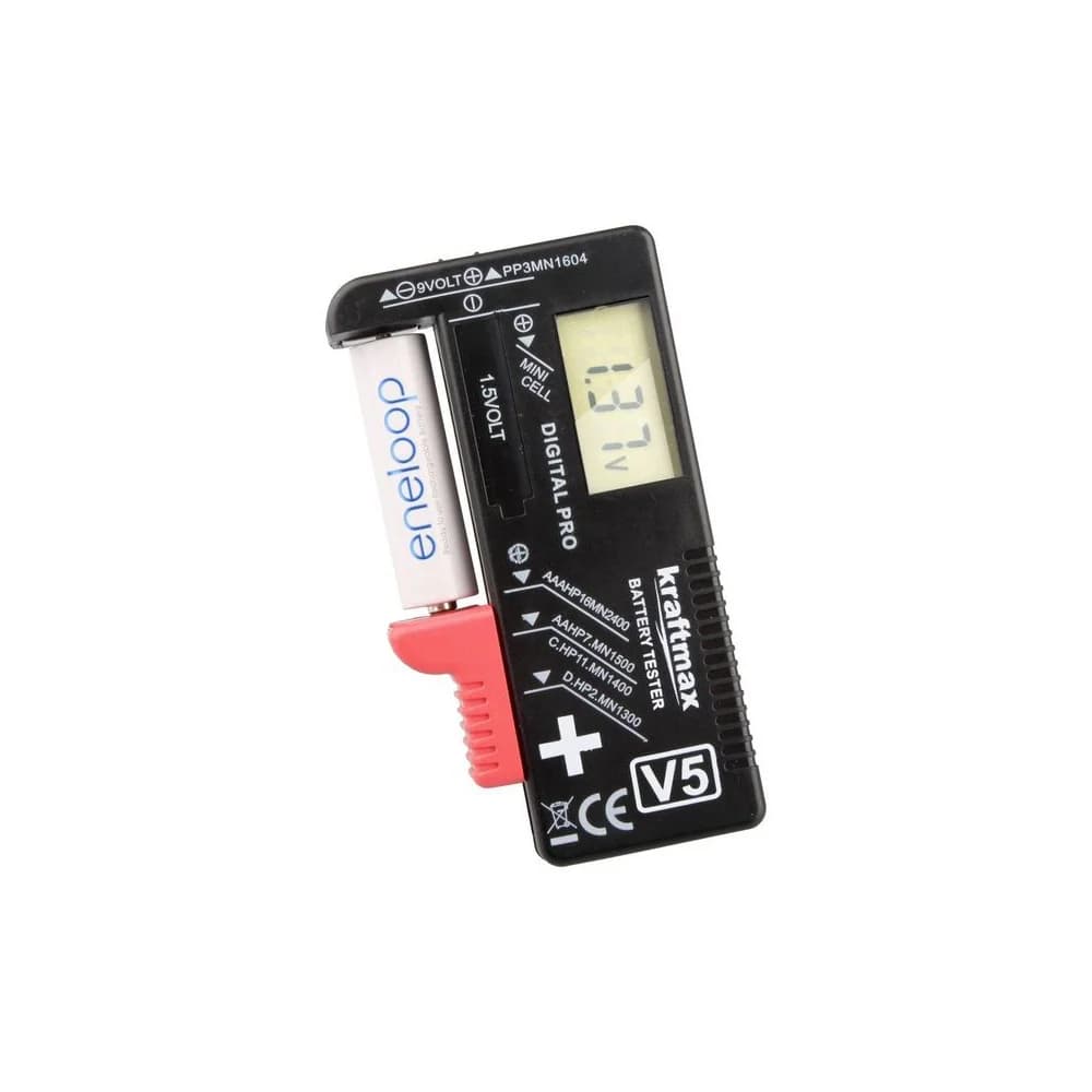 Kraftmax LCD Batterietester für AA, AAA, C, D & 9V