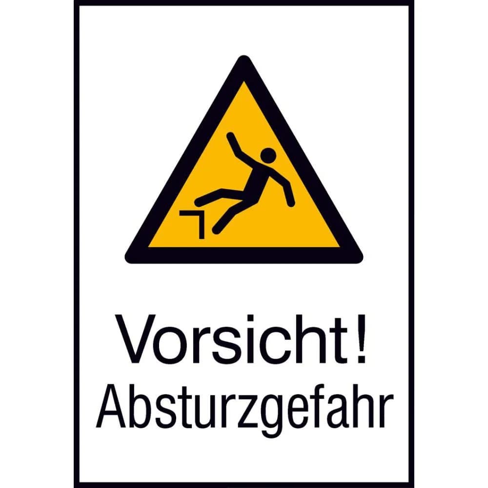 SafetyMarking Warnschild Aluminium B262xH371 mm Vorsicht Absturzgefahr