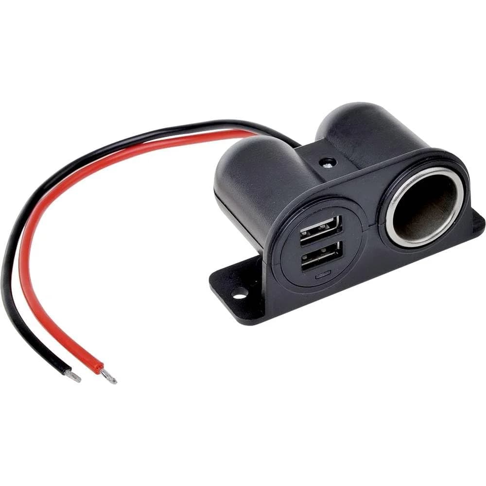 IWH Steckdose mit USB 12/24 Volt 2100 mA Belastbarkeit Strom max.=4.2 A (019010) - Schwarz